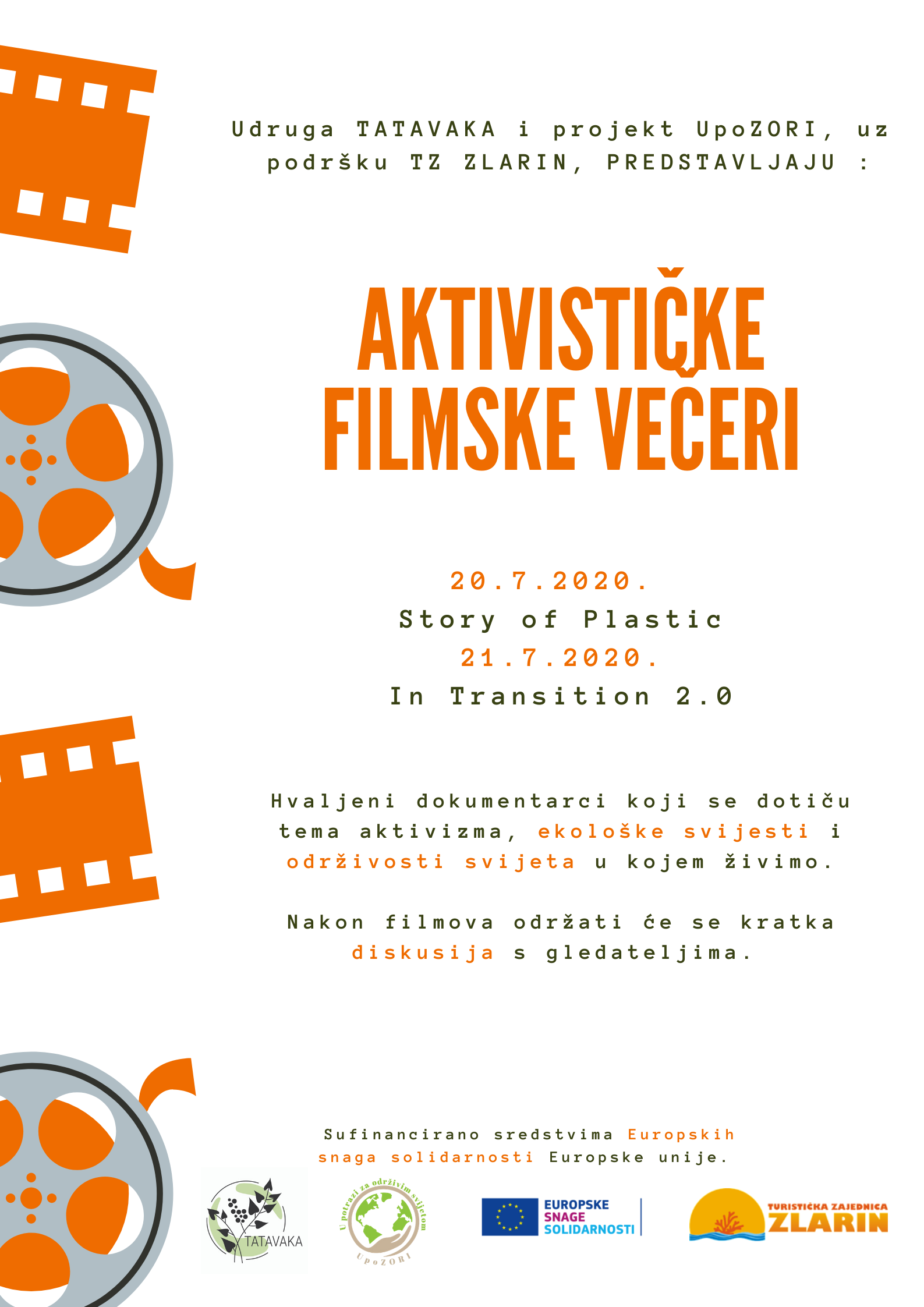 Plakat "Aktivističke filmske večeri"